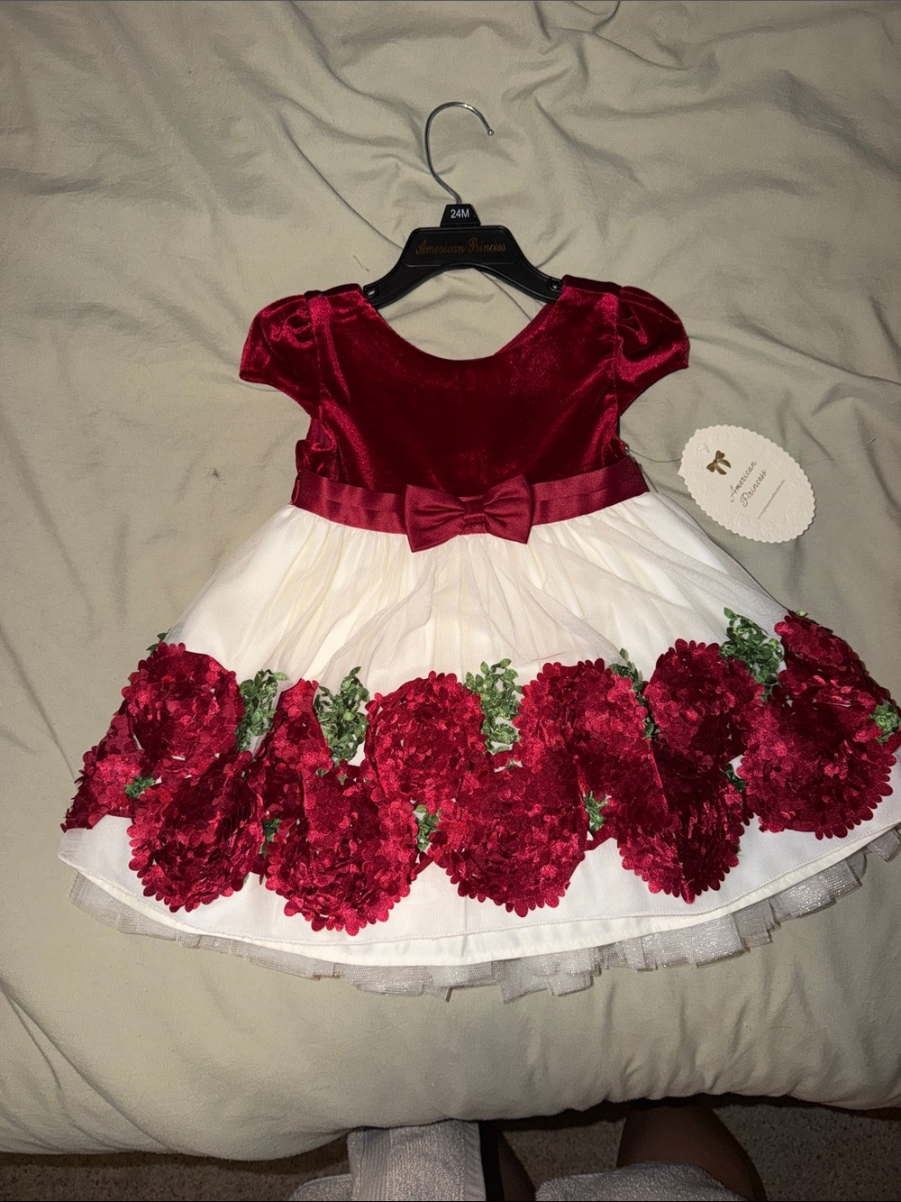 24 month Girls Burgundy and White Floral Party Dress
